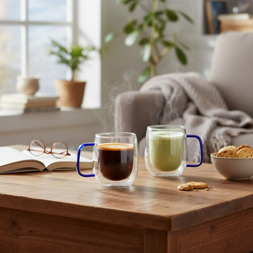 Double Wall Glass Mug Set