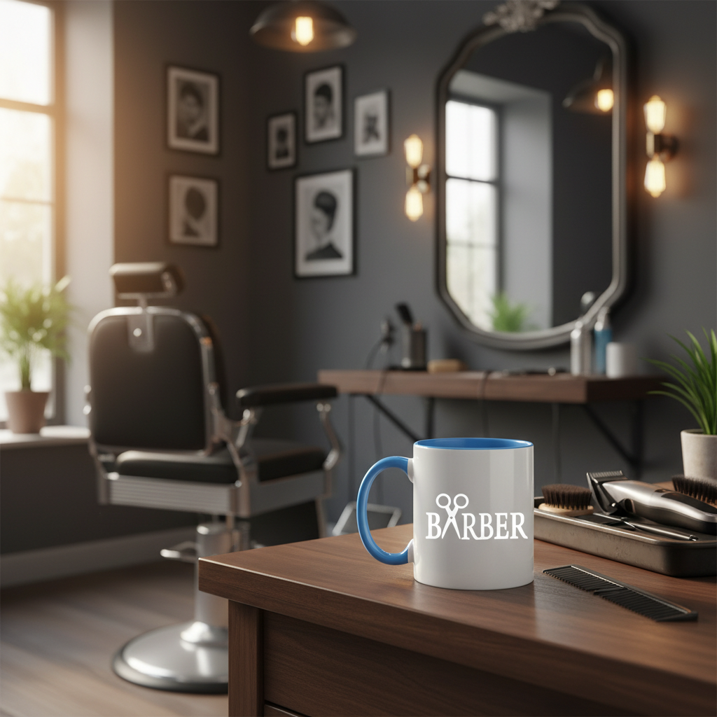 Barber Typography Coffee Mug Stylish Barber Theme Gift Coffee Cup