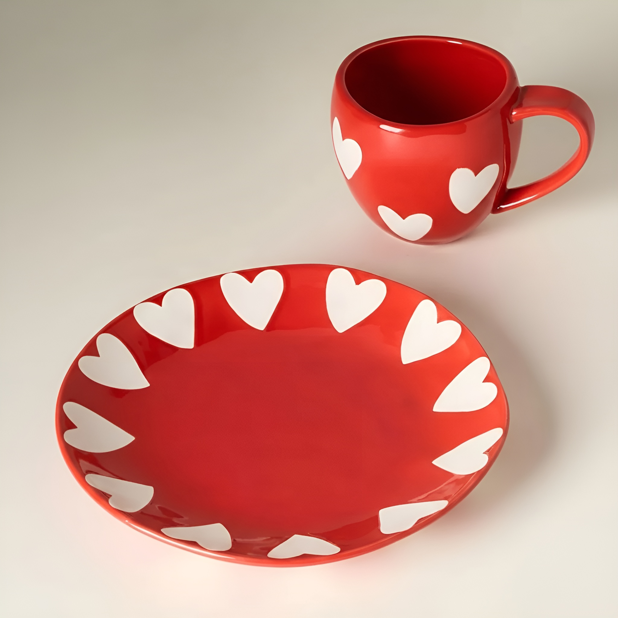Valentines Themed Ceramic Mug Set With Saucer