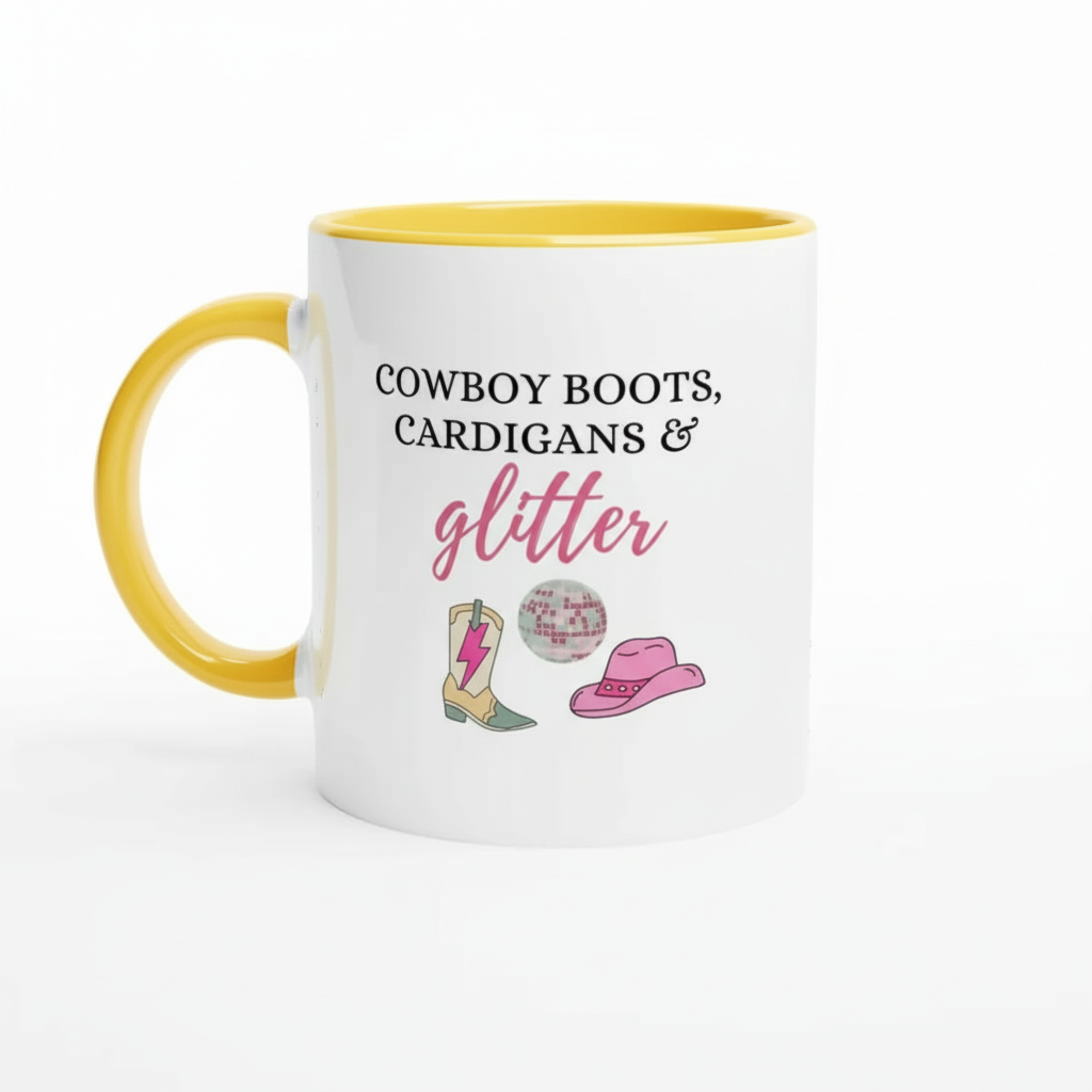 Cowboy Boots Cardigans Glitter Printed Mug