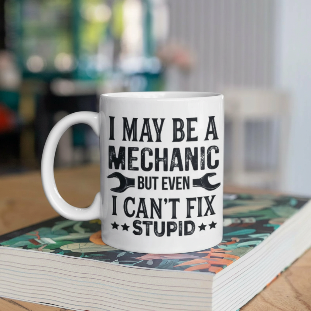 Funny Mechanic Mug Cant Fix Stupid Coffee Mugs Auto Mechanic Gift
