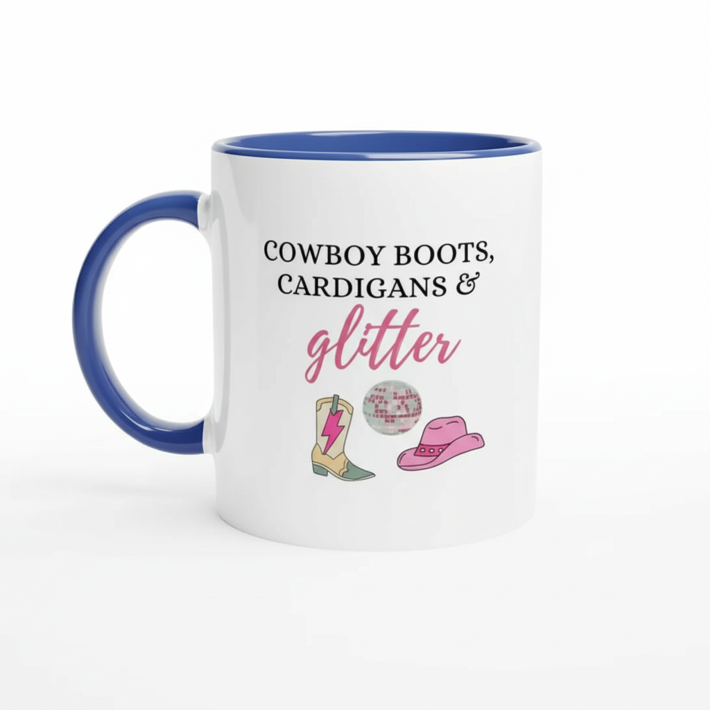 Cowboy Boots Cardigans Glitter Printed Mug