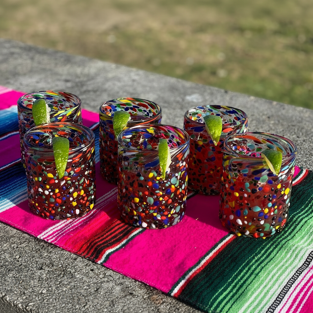 Set of 6 Confetti Rock Tumbler Glasses