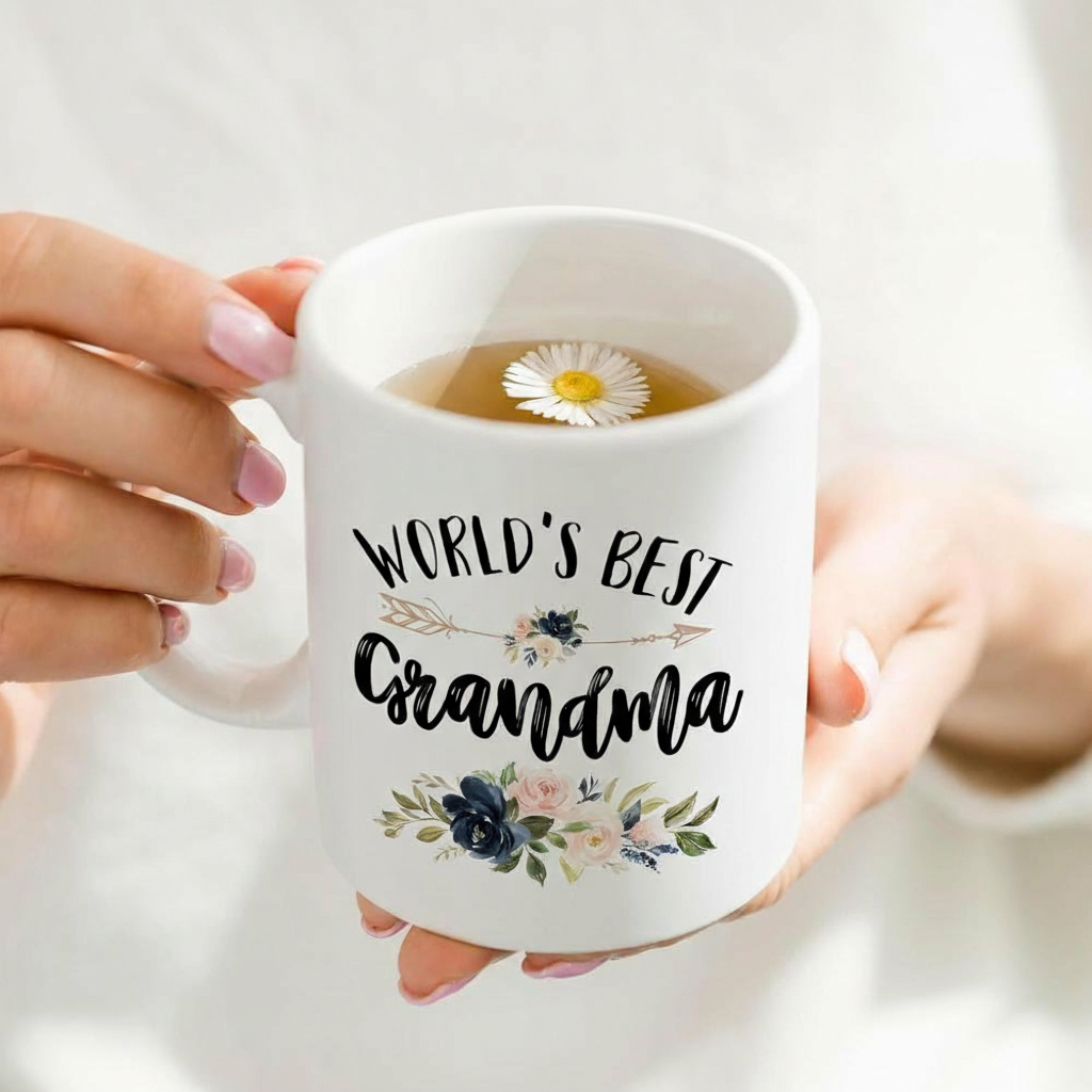 Coffee Mug For Grandma With Floral Design