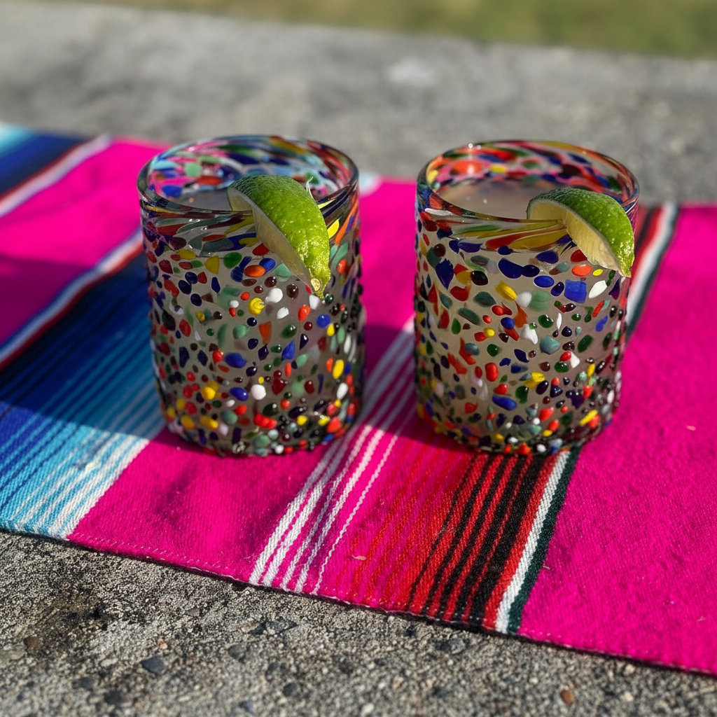Set of 6 Confetti Rock Tumbler Glasses