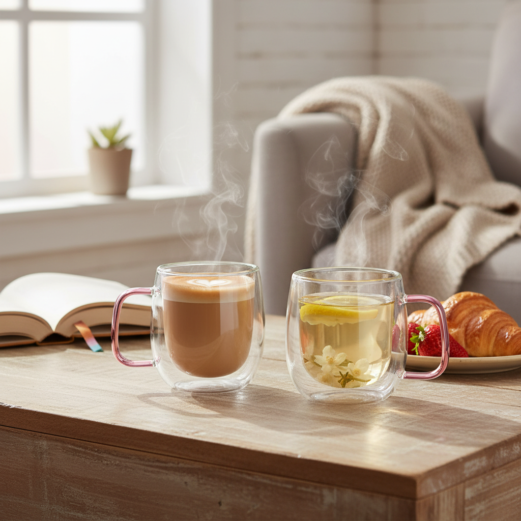 Double Wall Glass Mug Set