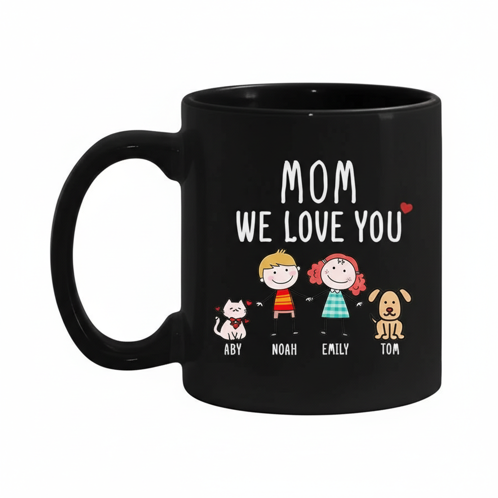 Personalized Mom We Care Message 11oz Ceramic Mug With Color Handle
