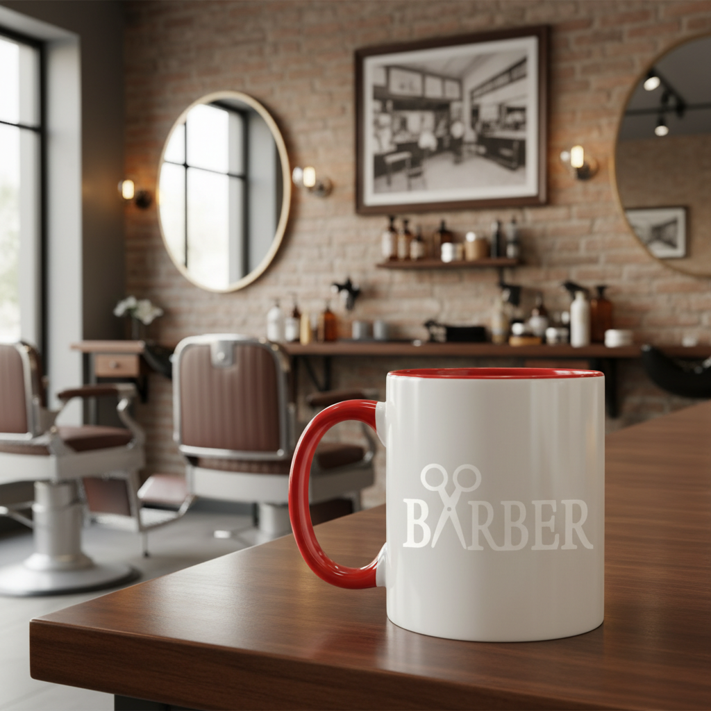 Barber Typography Coffee Mug Stylish Barber Theme Gift Coffee Cup