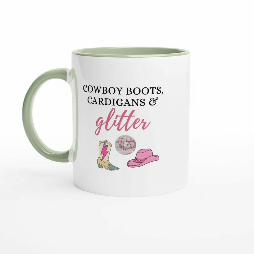 Cowboy Boots Cardigans Glitter Printed Mug