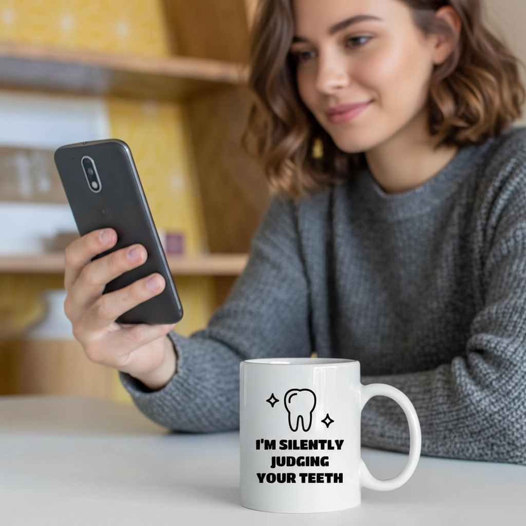 unny Dentist Gift Coffee Mug I Am Silently Judging Your Teeth Dental Humor Appreciation Cup