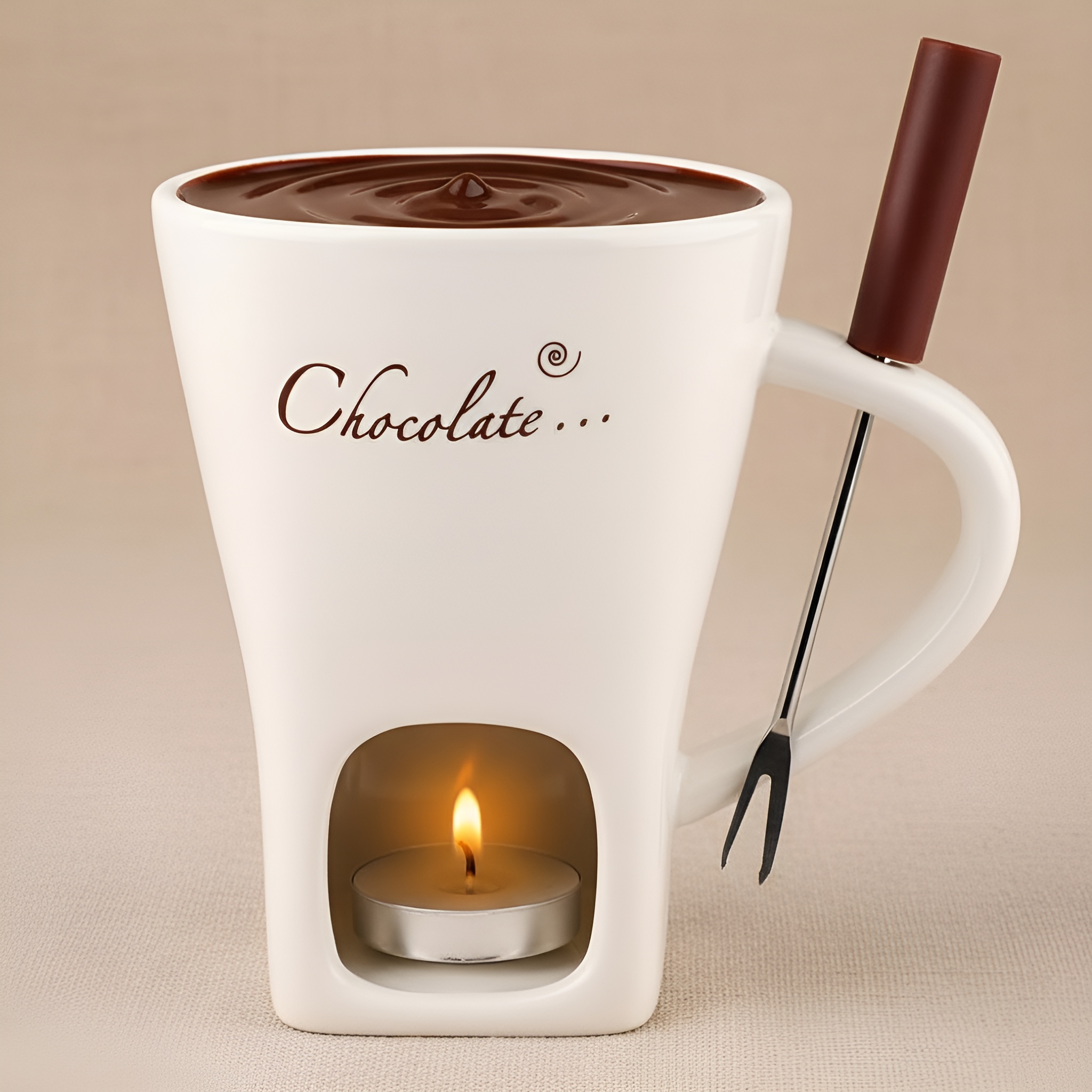 Mini Ceramic Chocolate Fondue Mug With Fork