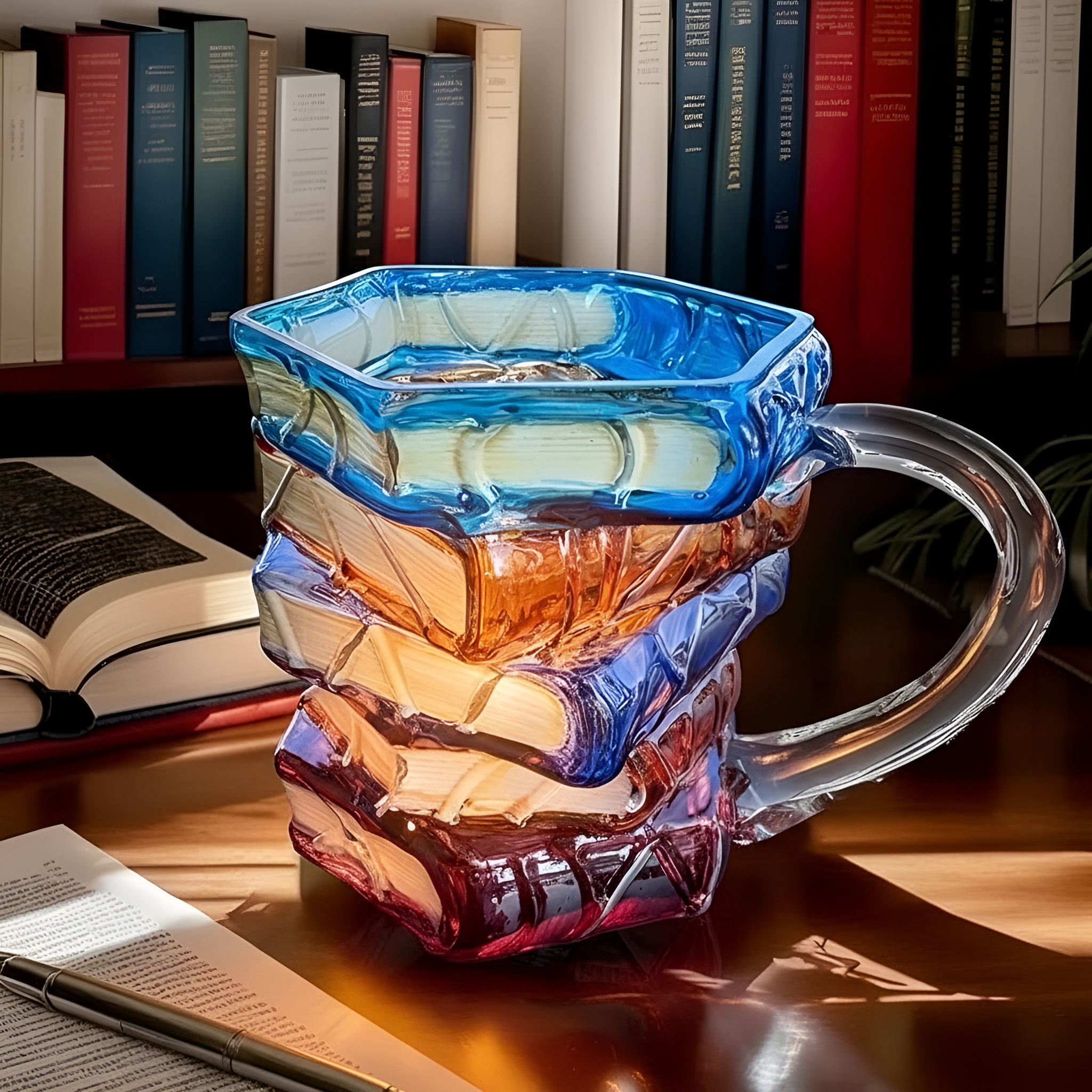 Painted Book Theme Glass Coffee Mug For Readers