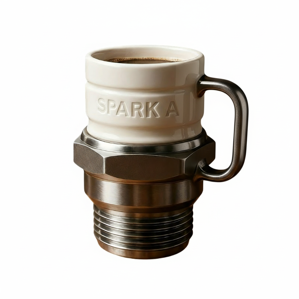 New Spark Plug Mug A Mechanical Style Coffee Cup Perfect for Home Or Office