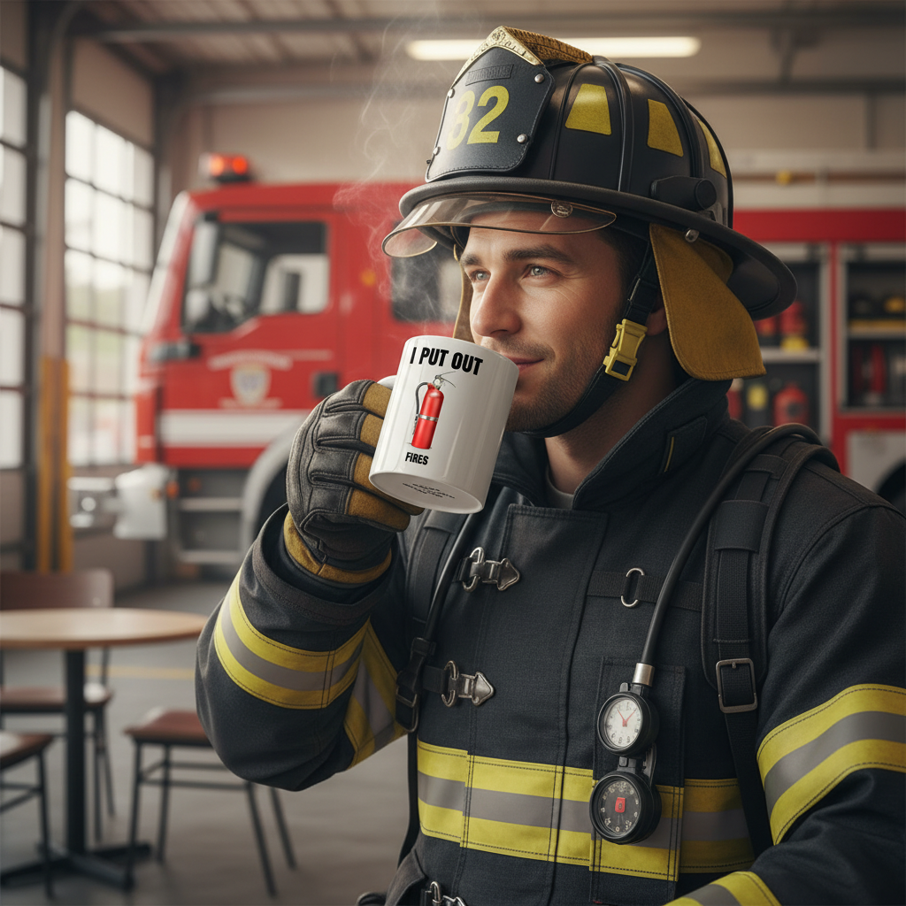 I Put Out Fires Message Printed Ceramic Coffee Mug For Firefighter