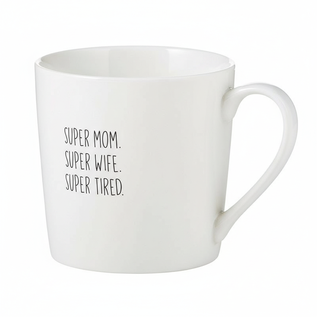 Ceramic Coffee Mug For Mom With Wife And Tired Funny Text