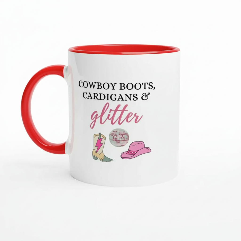 Cowboy Boots Cardigans Glitter Printed Mug
