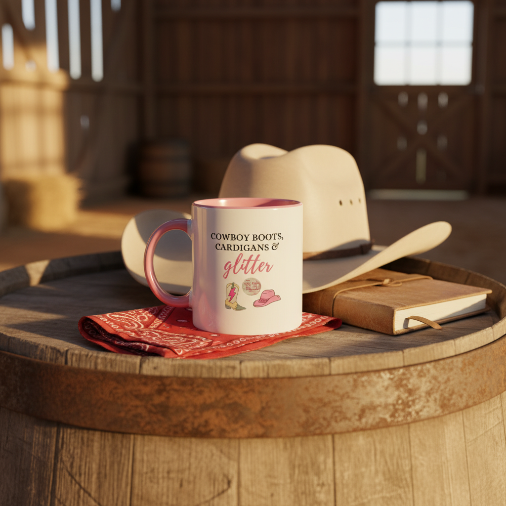 Cowboy Boots Cardigans Glitter Printed Mug