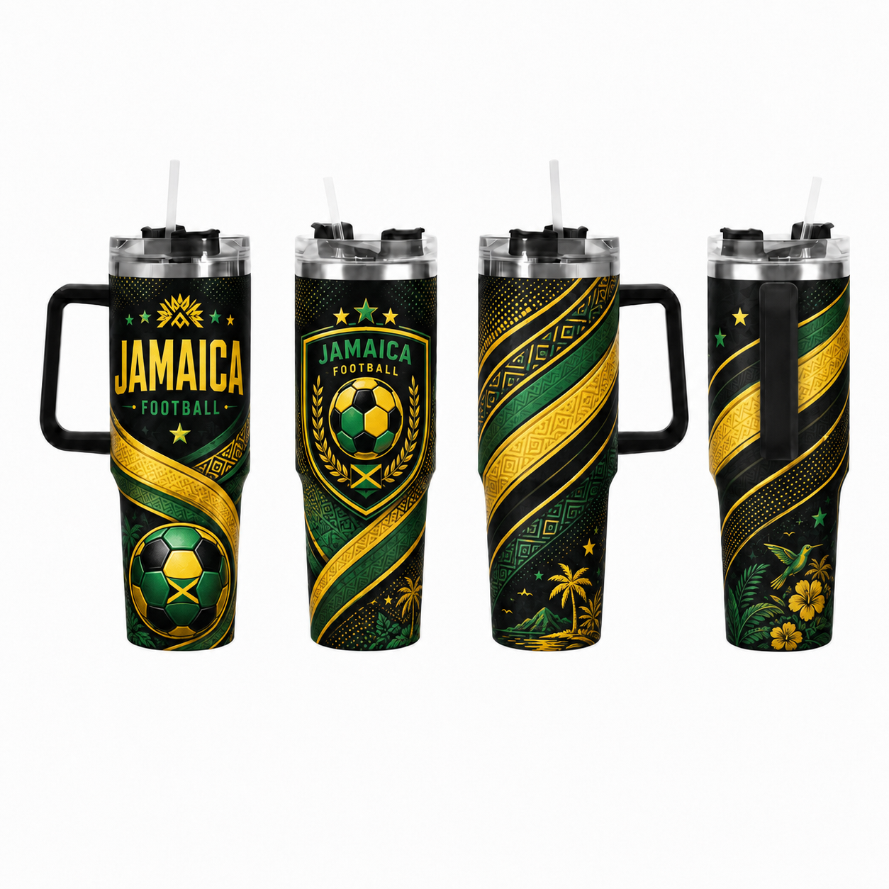 FIFA 2026 Jamaica Football Sports All Over Printed 40oz Tumbler With Straw And Lid