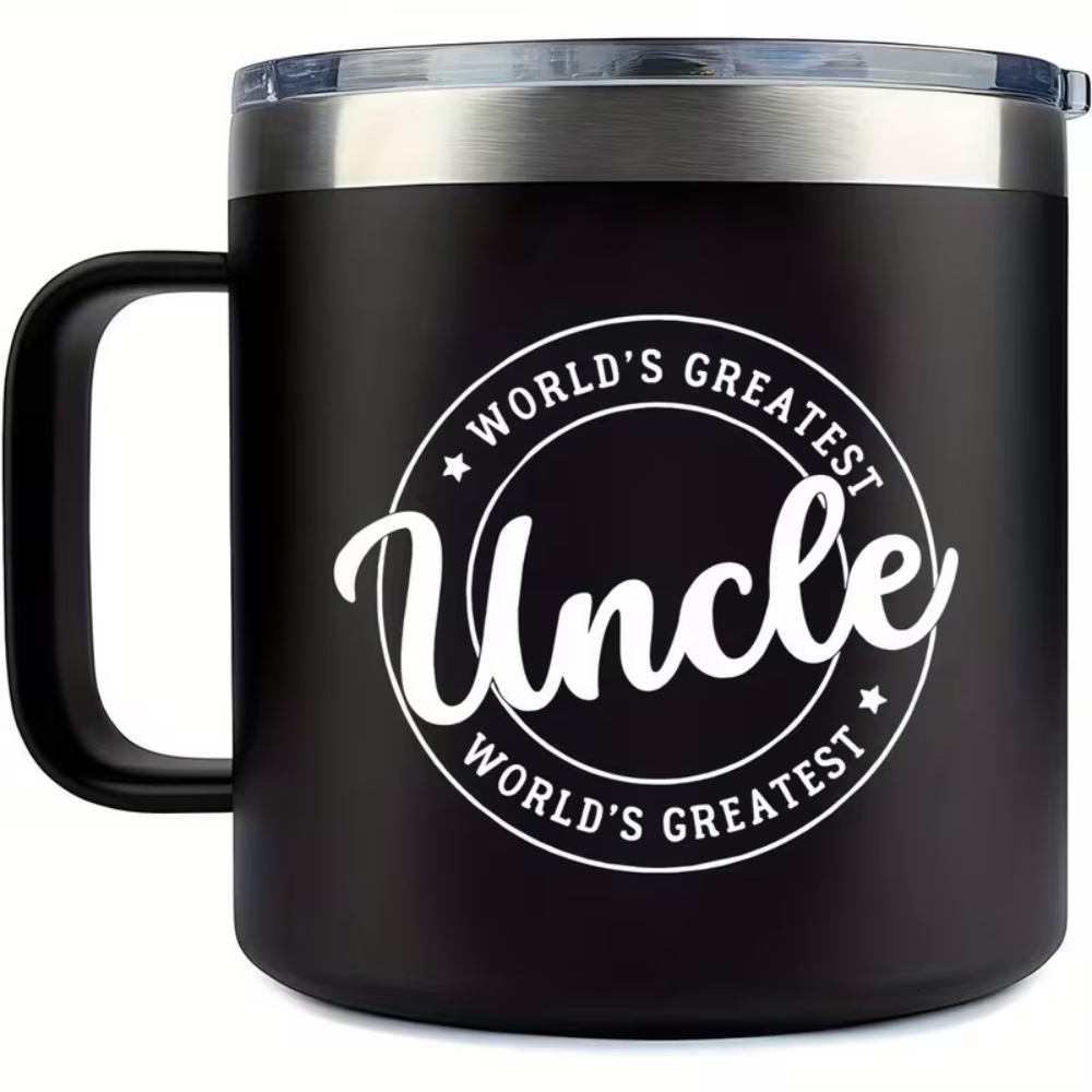 Mug with Handle - Double-Wall Vacuum, Spill-Proof Lid, "World'S Greatest Uncle" Design