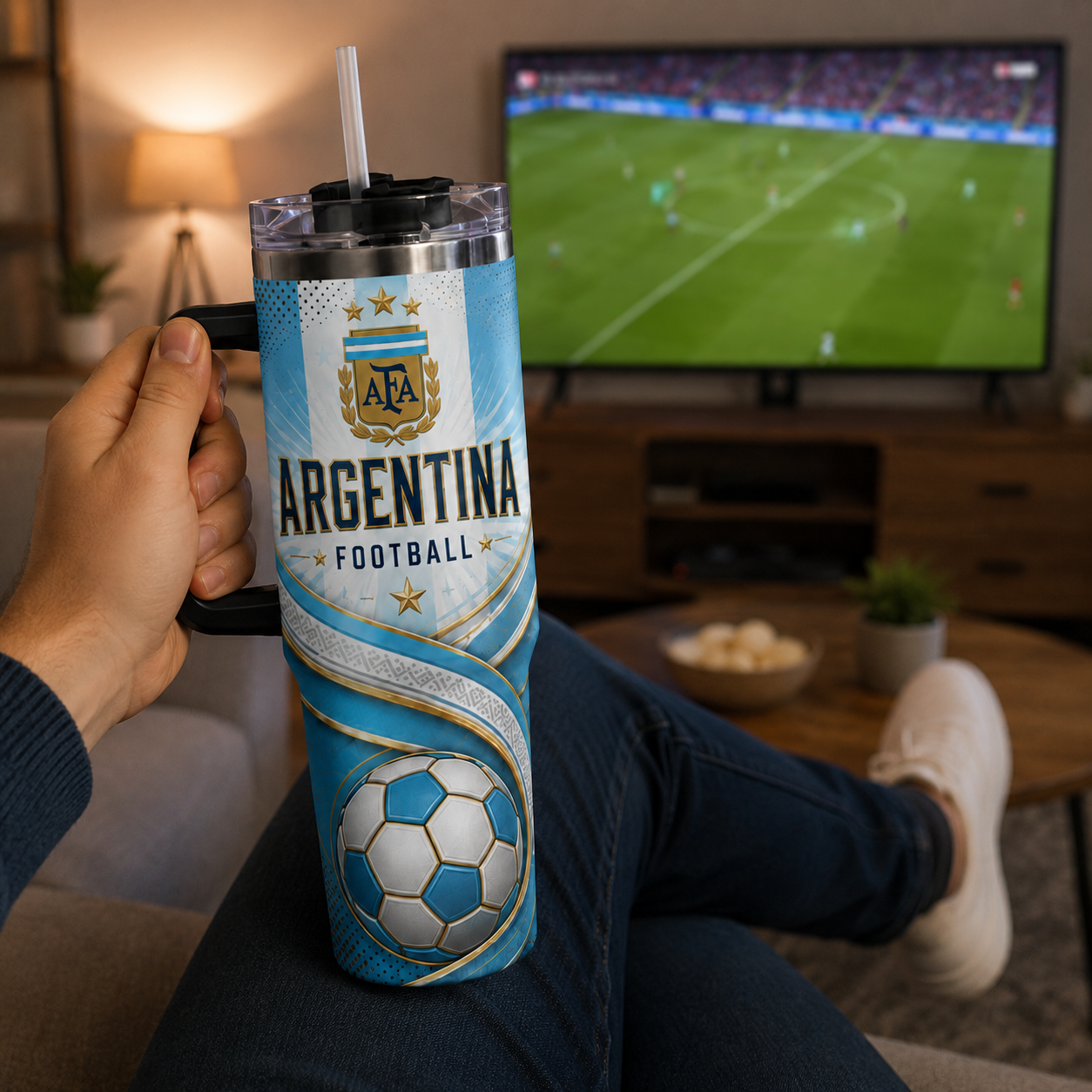 FIFA 2026 Argentina Football Sports All Over Printed 40oz Tumbler With Straw And Lid