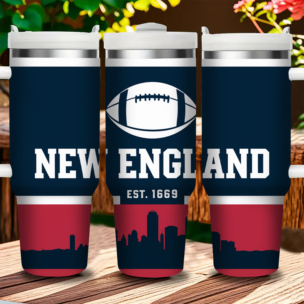 40oz New England Football Stainless Steel Tumbler