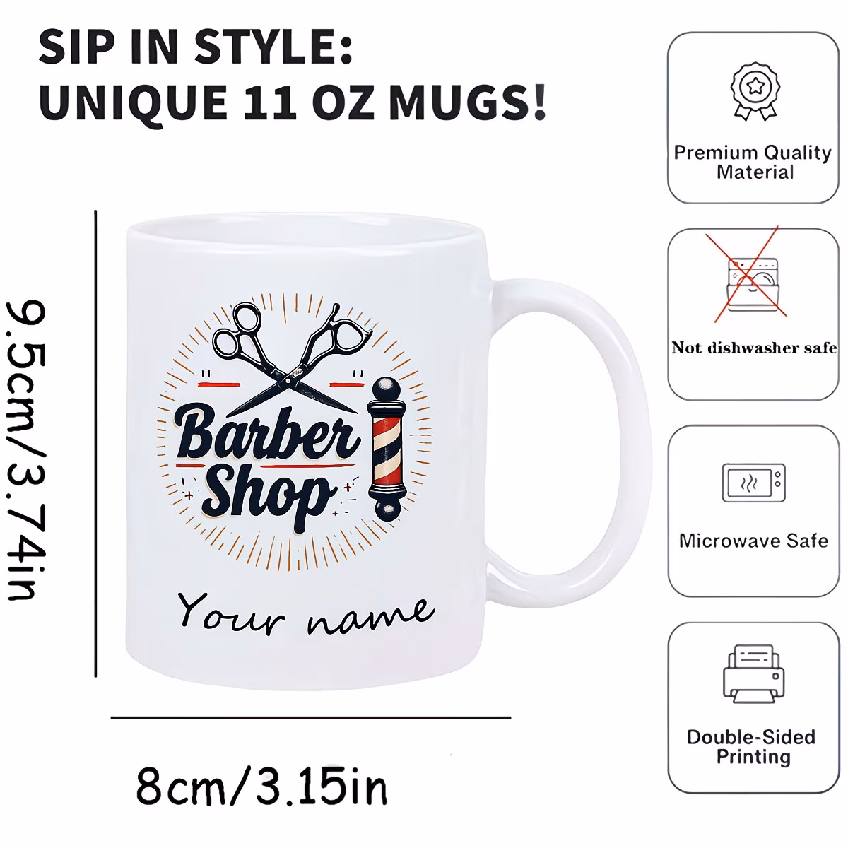 customized barber shop mug personalized coffee cup ceramic tea cup for barbers hairstylists salon owners happy birthday fathers day christmas gift for husband or boyfriend 2