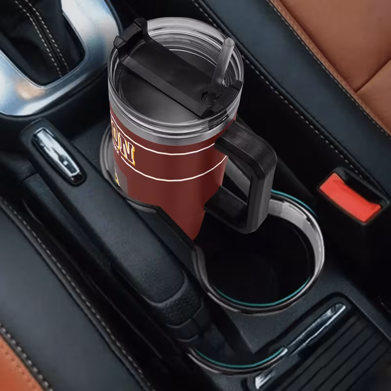 a personalized 40oz stainless steel vacuum vacuum for football featuring a custom name lid and straw ideal for hand washing this reusable travel coffee cup and water bottle is perfect for use in cars offices 3
