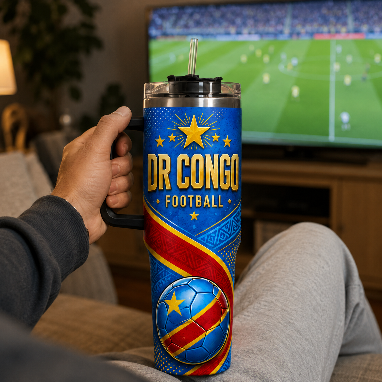 FIFA 2026 Democratic Republic Of The Congo Football Sports All Over Printed 40oz Tumbler With Straw And Lid