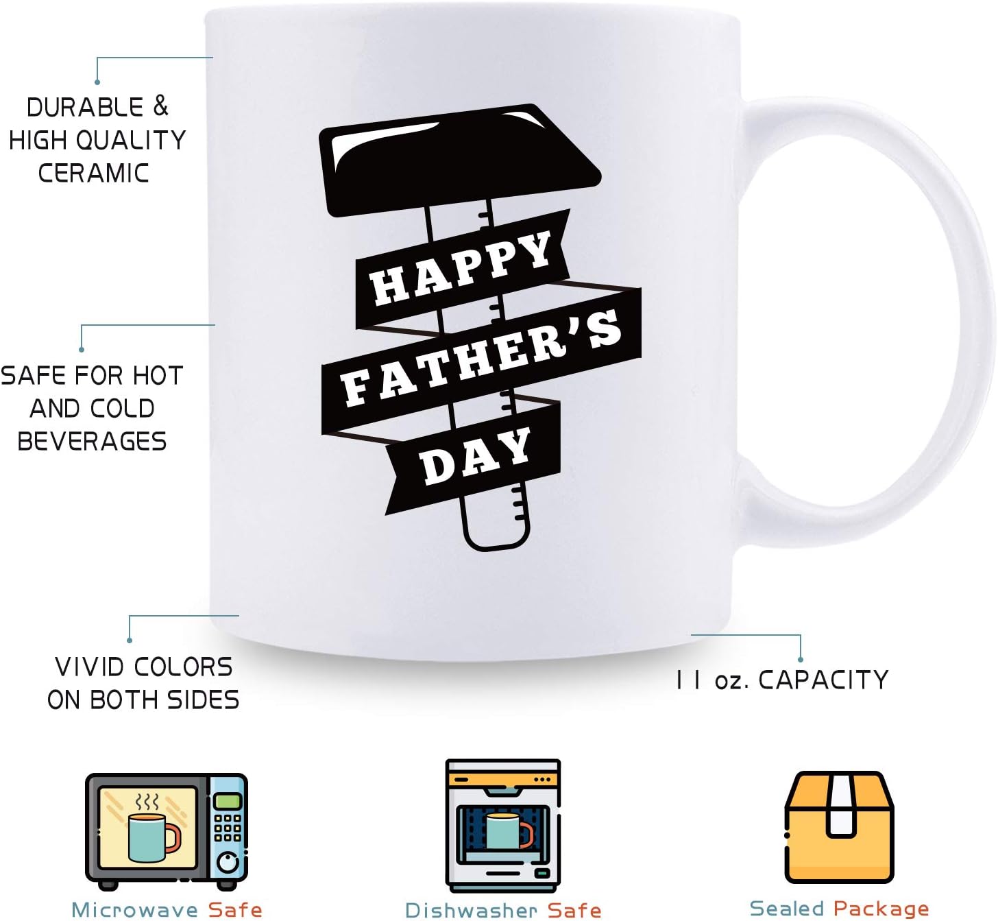 Ceramic Dad Mugs, Cute Coffee Mugs, Trendy and Humorous Ceramic Mugs, Dad''s Coffee Mug, Creative Tools Pattern, Novelty Coffee Mugs for a Heartwarming Brew Experience (Dad''s gift)