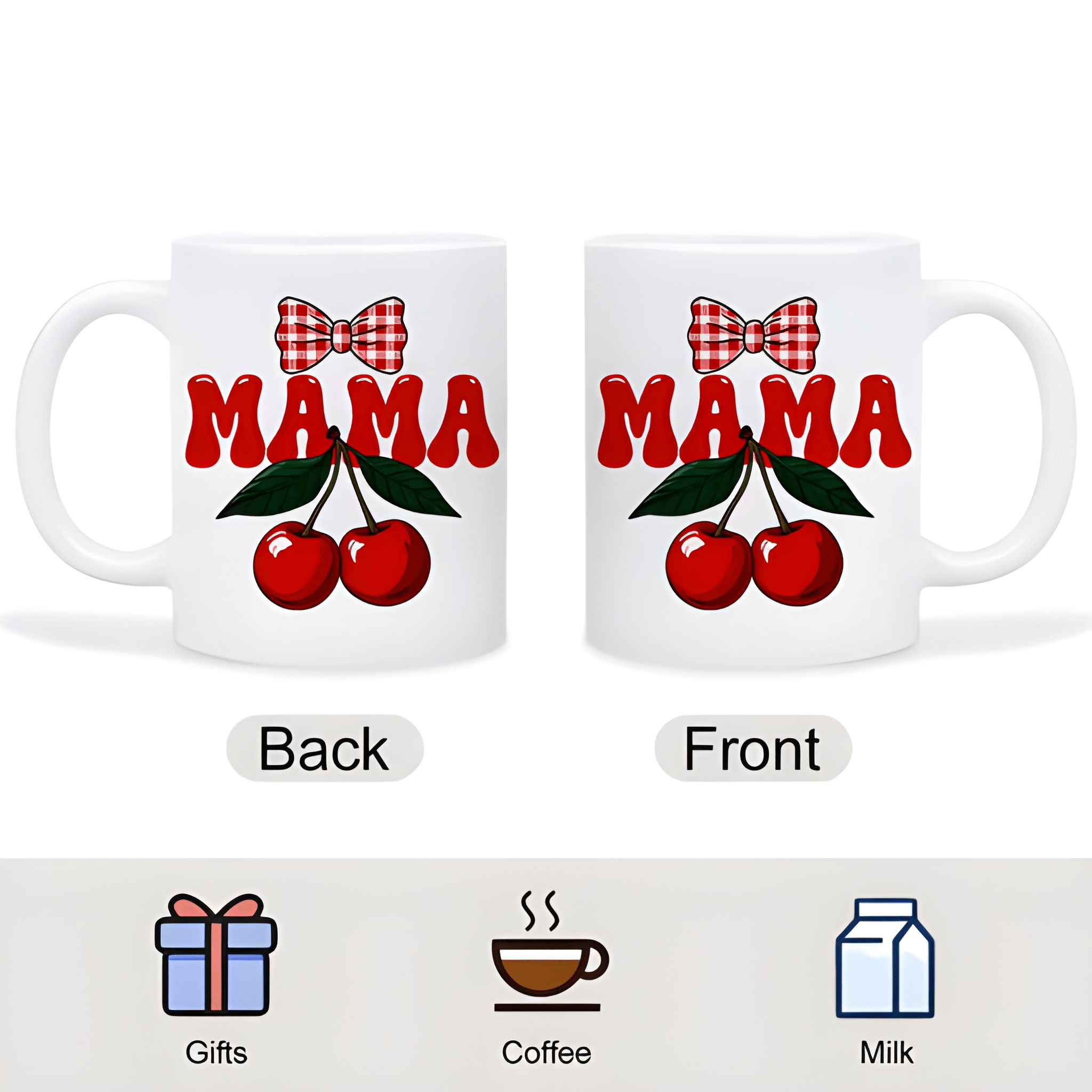1 Piece 11Oz White Ceramic Coffee Mug Cherry Mama Mothers Day Cup