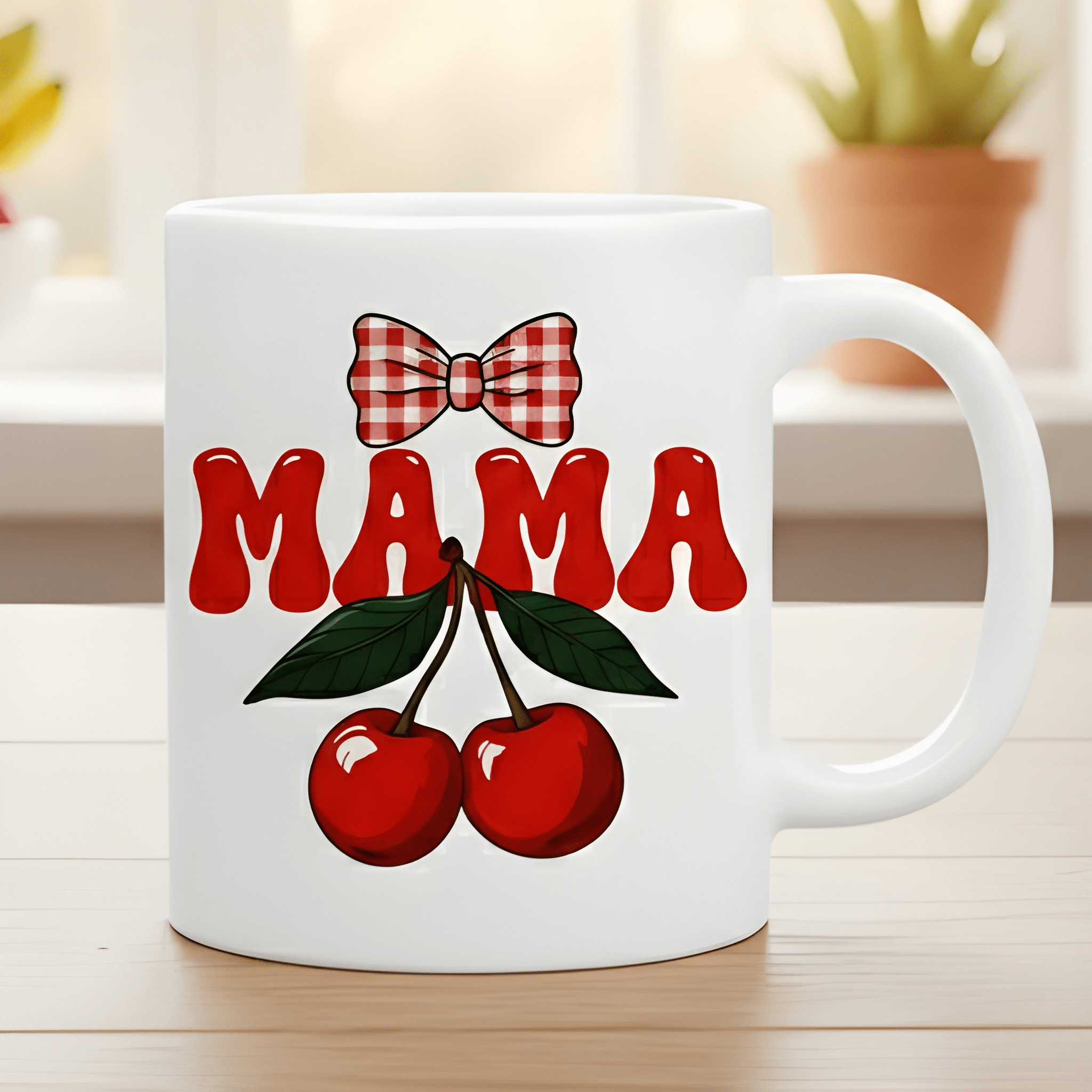 1 Piece 11Oz White Ceramic Coffee Mug Cherry Mama Mothers Day Cup