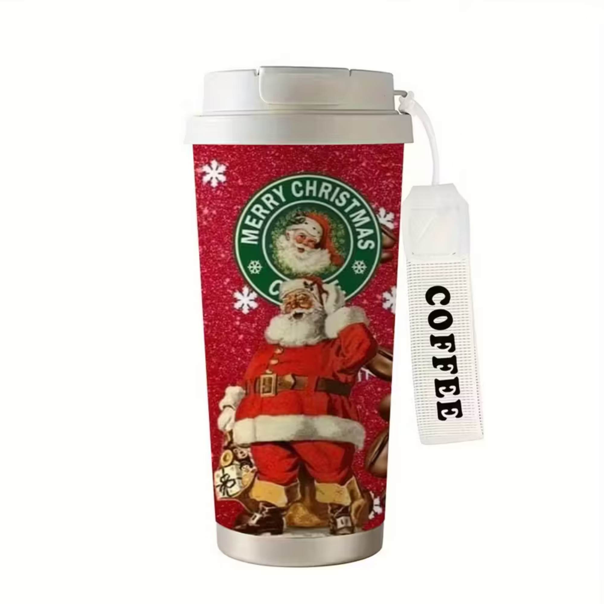 Stainless Steel Christmas Travel Mug With Santa Design