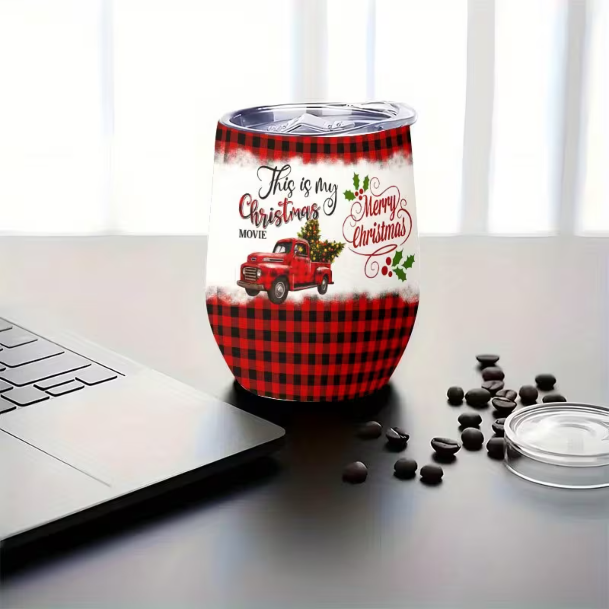 Christmas Movie Tumbler With Vintage Truck Design