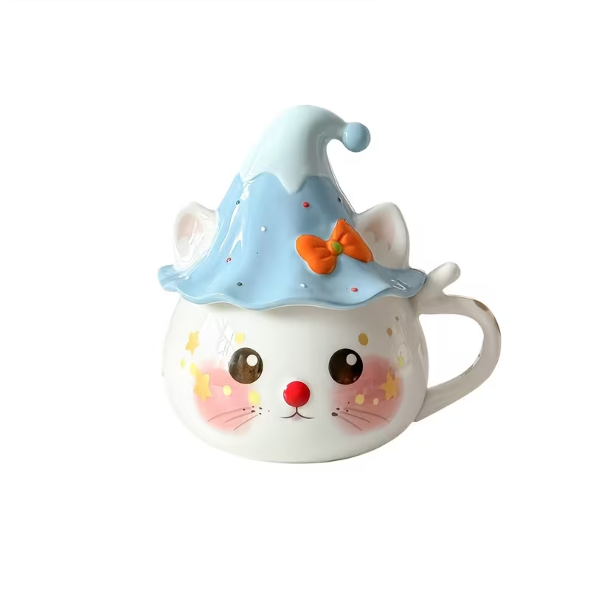 Handmade Style Cat Ceramic Mug With Lid 