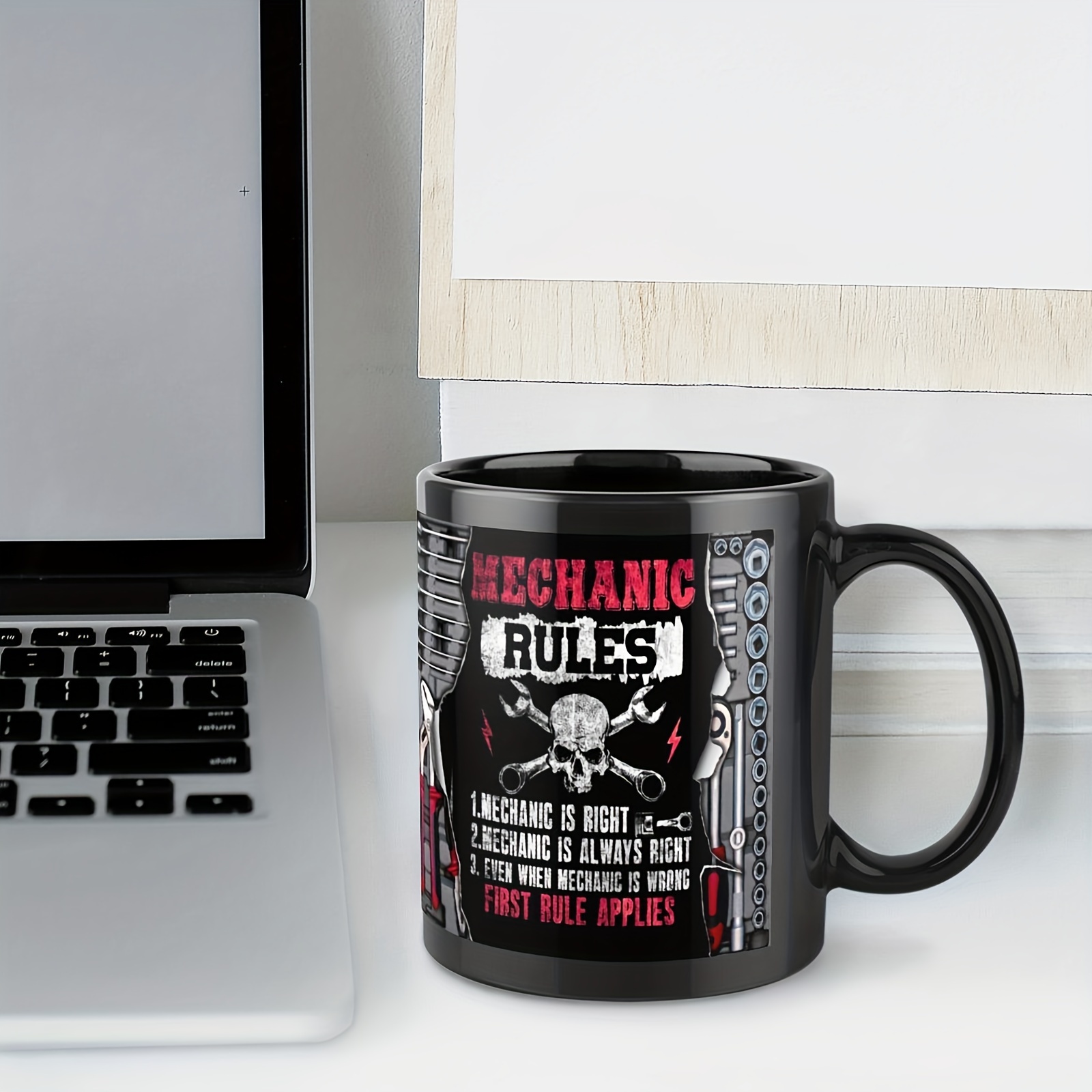 1pc 11oz Mechanic Rules Ceramic Mug Insulated Coffee Cup For Men and Women