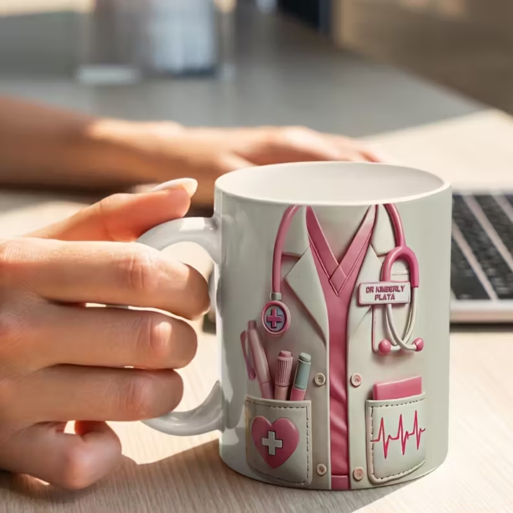 Custom Medical-Themed Mug with Stethoscope Design - Doctor/Nurse Name & Title