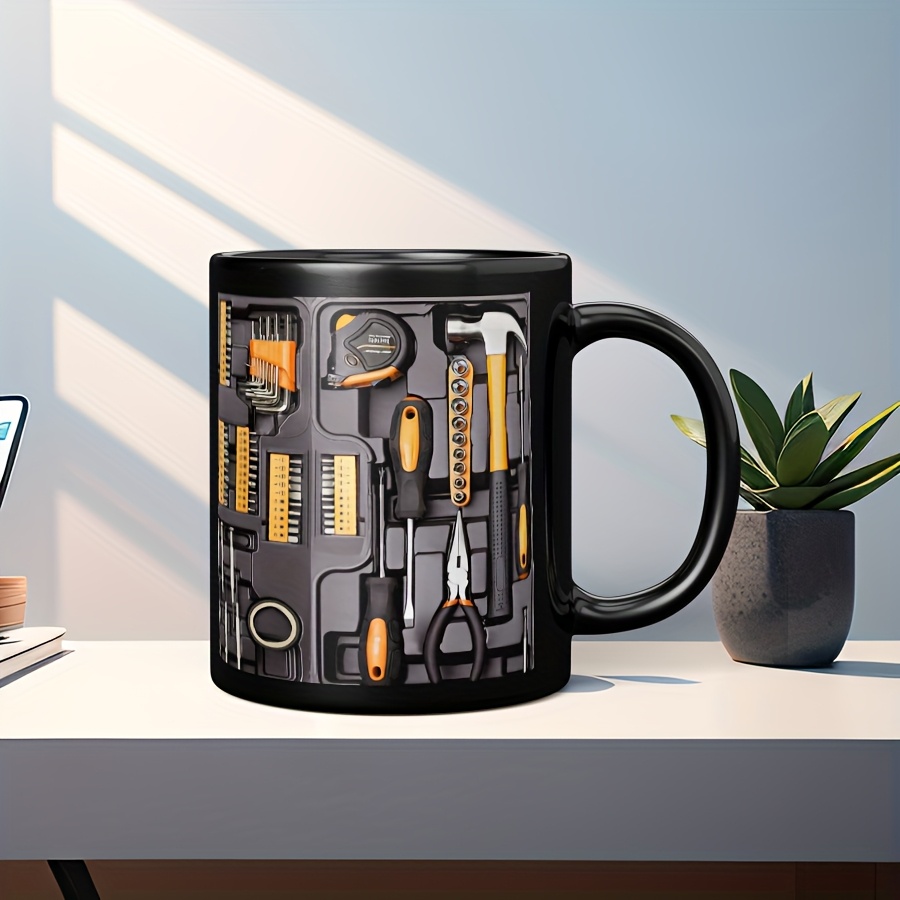 11oz Industrial Themed Ceramic Mug Compatible For Toolbox