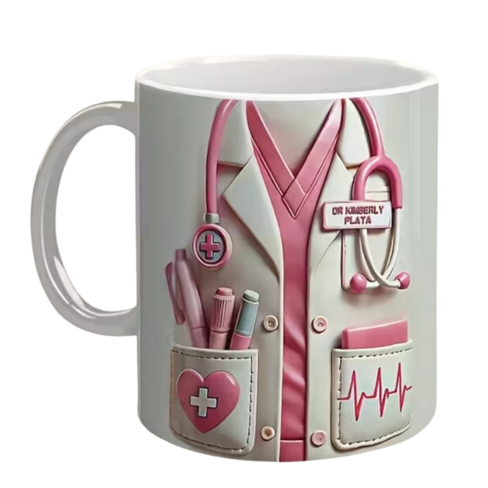 Custom Medical-Themed Mug with Stethoscope Design - Doctor/Nurse Name & Title