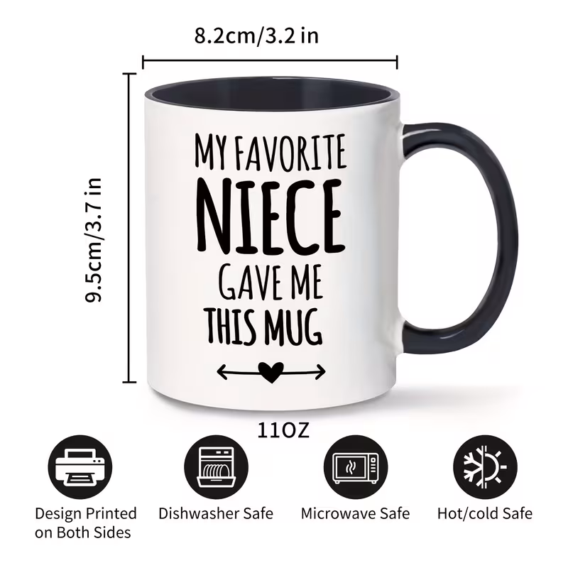 1pc 11oz ceramic coffee mug mug insulated reusable round mug for multipurpose use ideal gift for uncle or aunt from niece hand wash only christmas halloween birthdays anniversaries 5