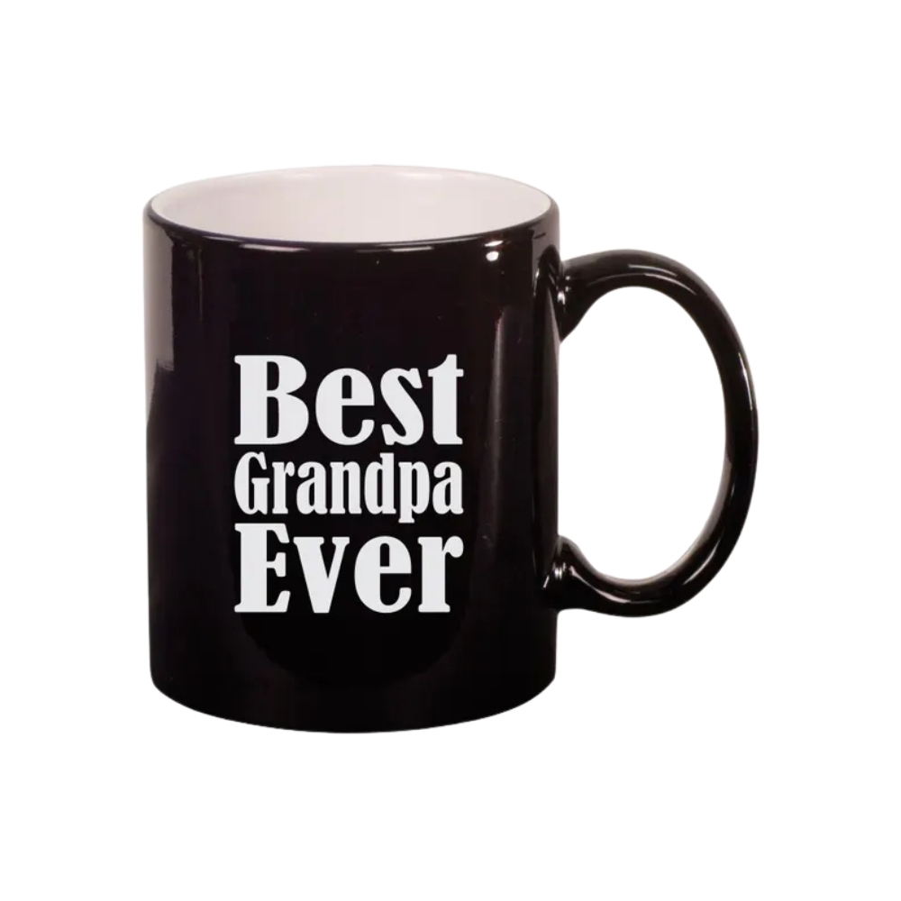 Best Grandpa Ever 11oz Ceramic Coffee Cup with Handle, Black White or Silver