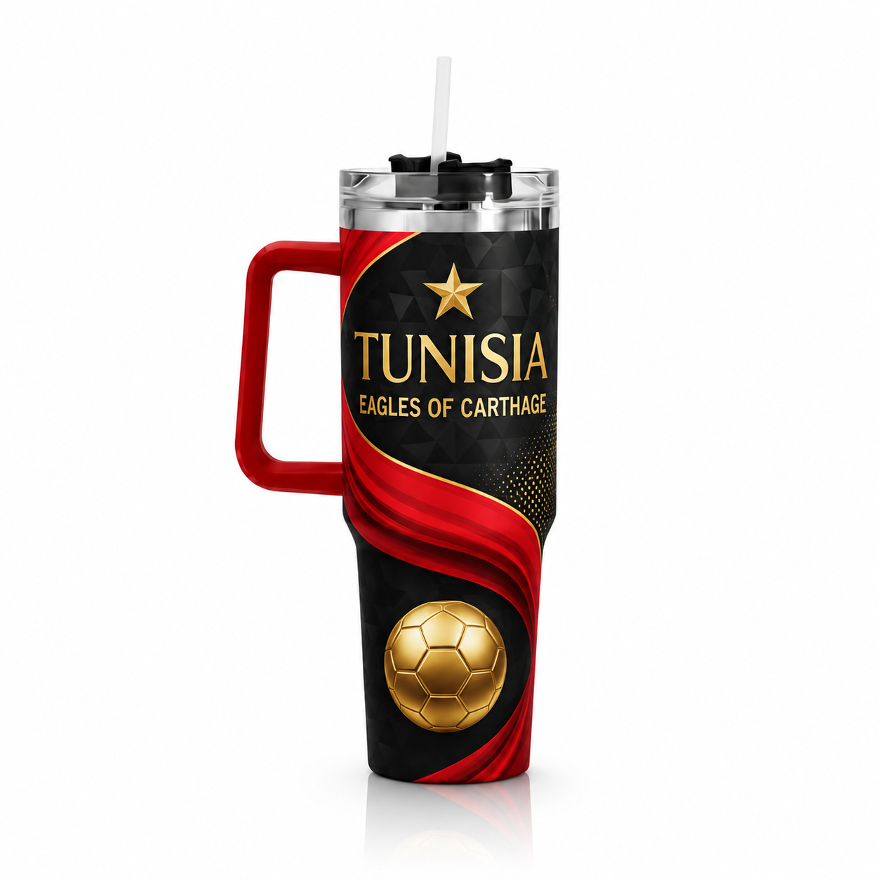 FIFA 2026 Tunisia Football Sports All Over Printed 40oz Tumbler With Straw And Lid