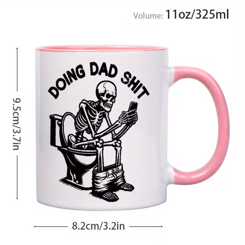 1pc funny skull doing dad 11oz ceramic coffee mug humorous skeleton design perfect gift for fathers day birthdays christmas halloween thanksgiving and more 5