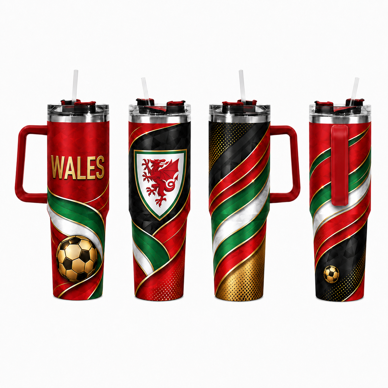 FIFA 2026 Wales Football Sports All Over Printed 40oz Tumbler With Straw And Lid