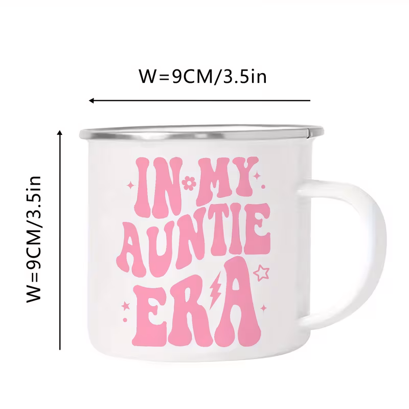 1pc 11oz mug holiday mug 3d uv printing in my auntie era pattern enamel coffee mug portable water mug with handle suitable for home and camping birthday ideal new year gift party favor 5