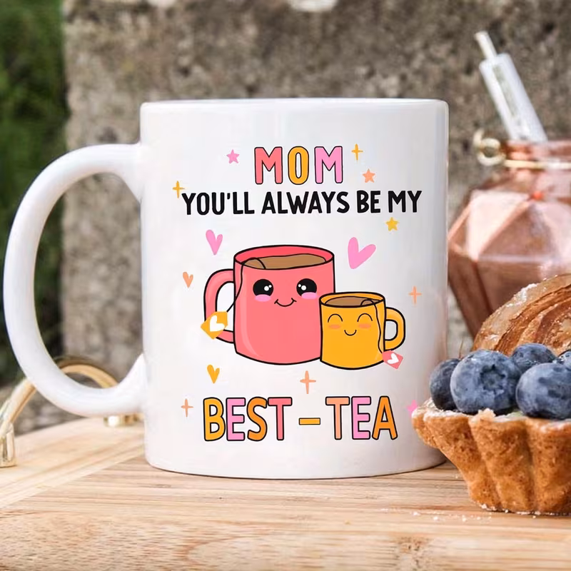 1pc 11oz mug youll tea white ceramic cup with teapots designs perfect mothers day birthday or everyday gift for mom mothers day gift design durable mug Product details 6