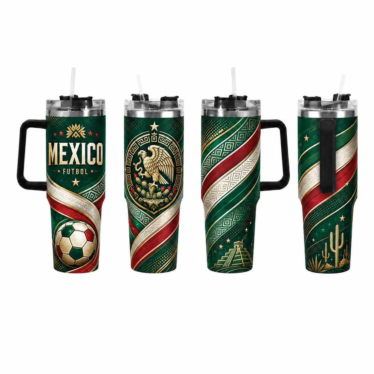 FIFA 2026 Mexico Football Sports All Over Printed 40oz Tumbler With Straw And Lid