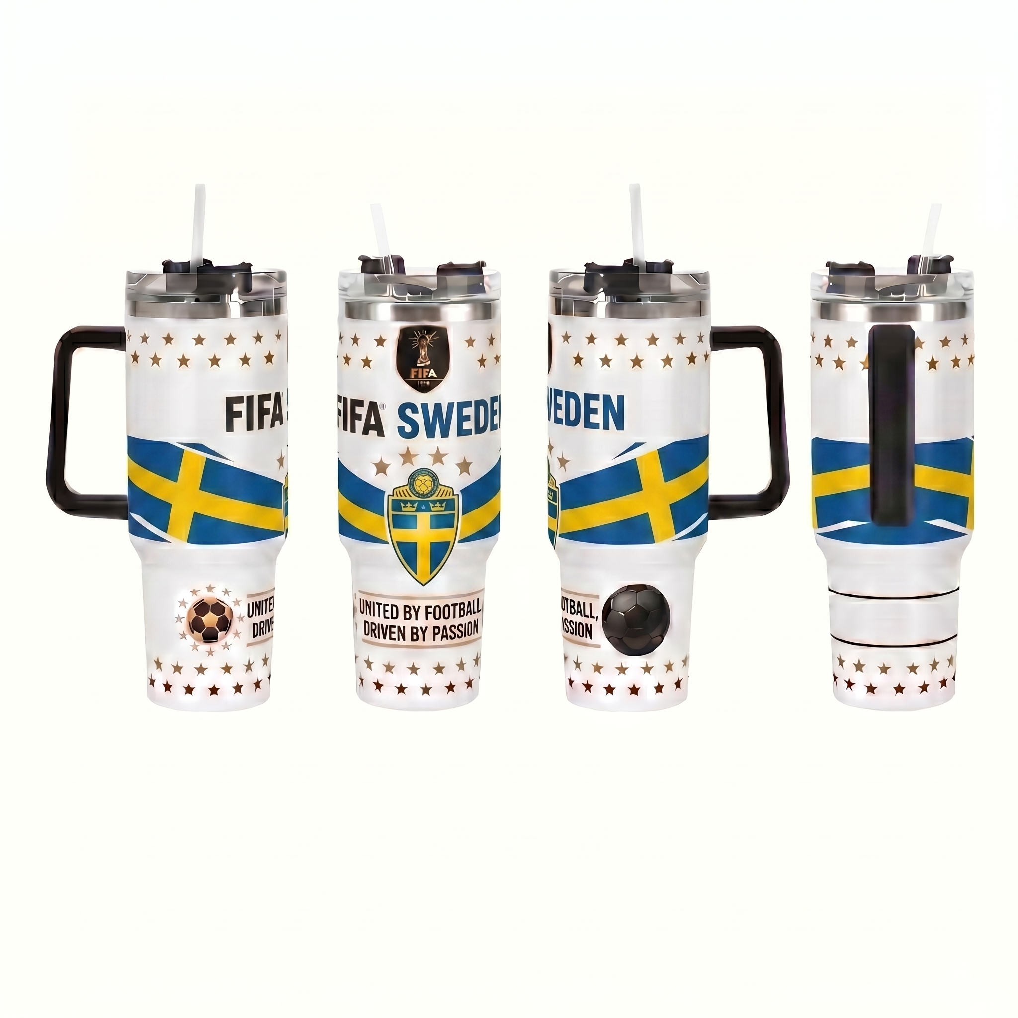 FIFA 2026 Sweden Soccer Sports Themed 40oz Tumbler With Straw And Lid