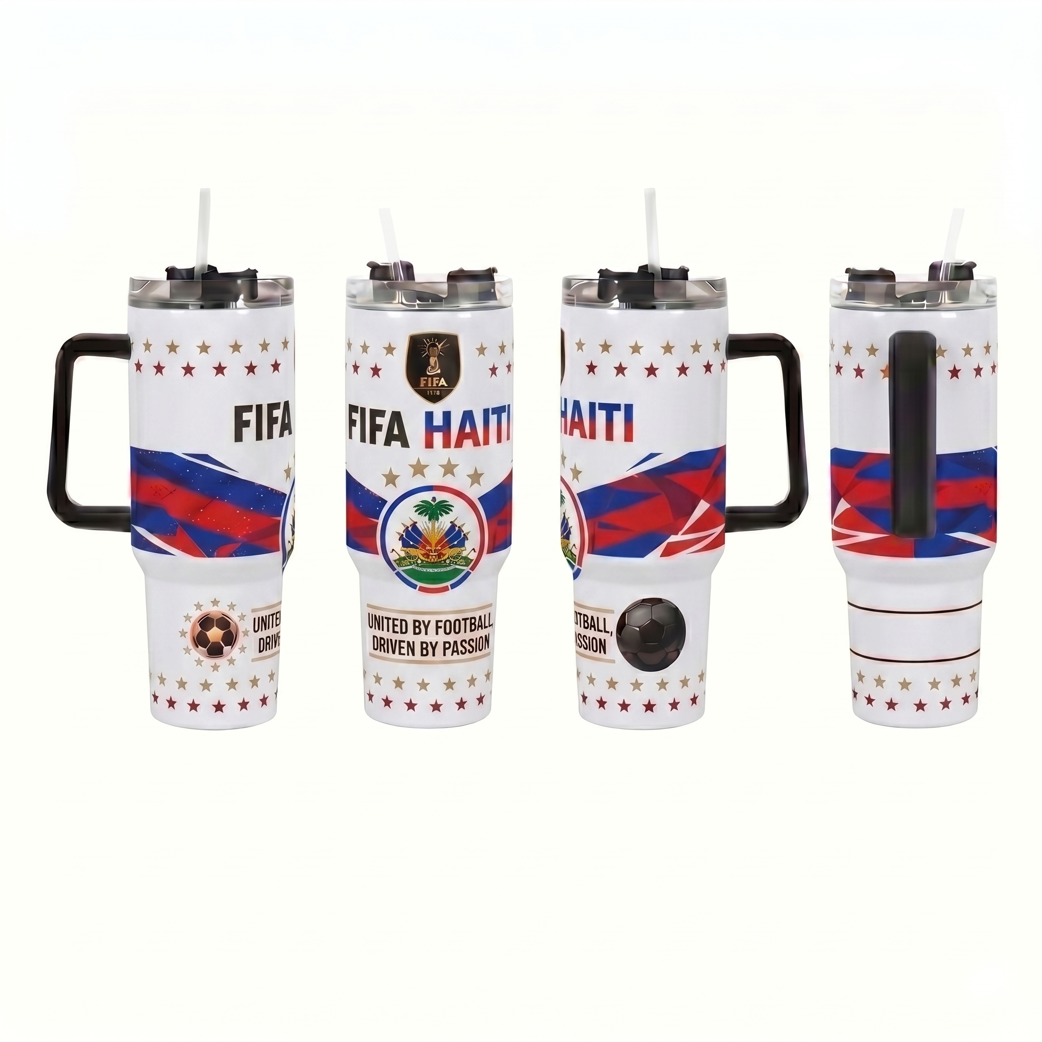 FIFA 2026 Haiti Soccer Sports Themed 40oz Tumbler With Straw And Lid