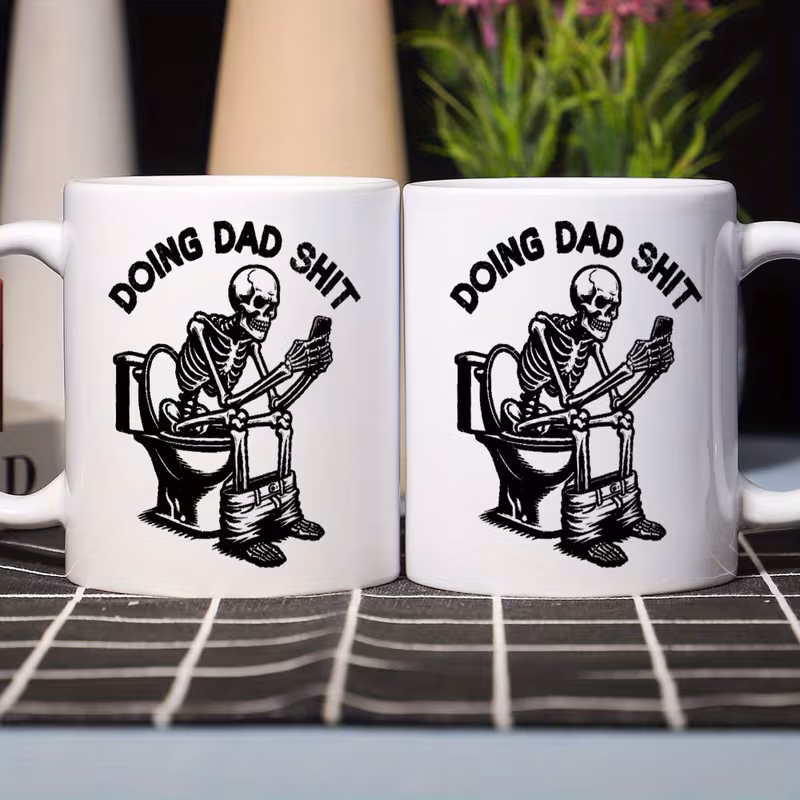 1pc funny skull doing dad 11oz ceramic coffee mug humorous skeleton design perfect gift for fathers day birthdays christmas halloween thanksgiving and more 7