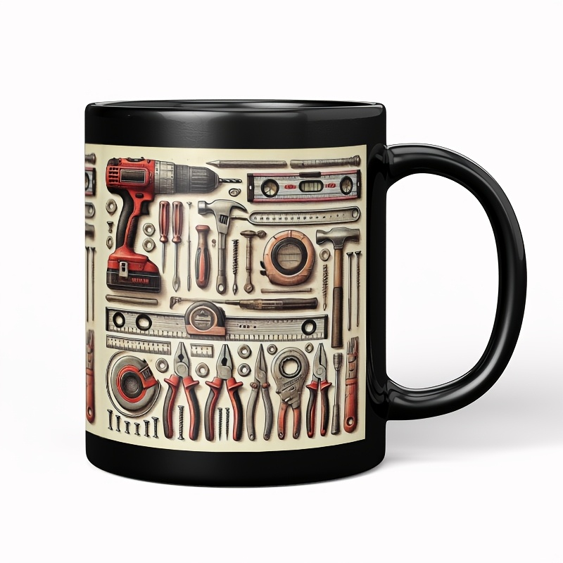 11oz Industrial Themed Ceramic Mug Compatible For Toolbox